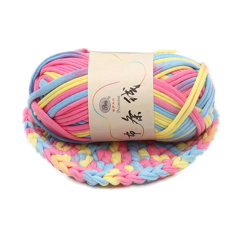 

100g/ball polyester cordsThick Colorful Cloth Strip Yarn Hand Knitting Crochet Thread for DIY Handmade Carpet Basket Yarn Width
