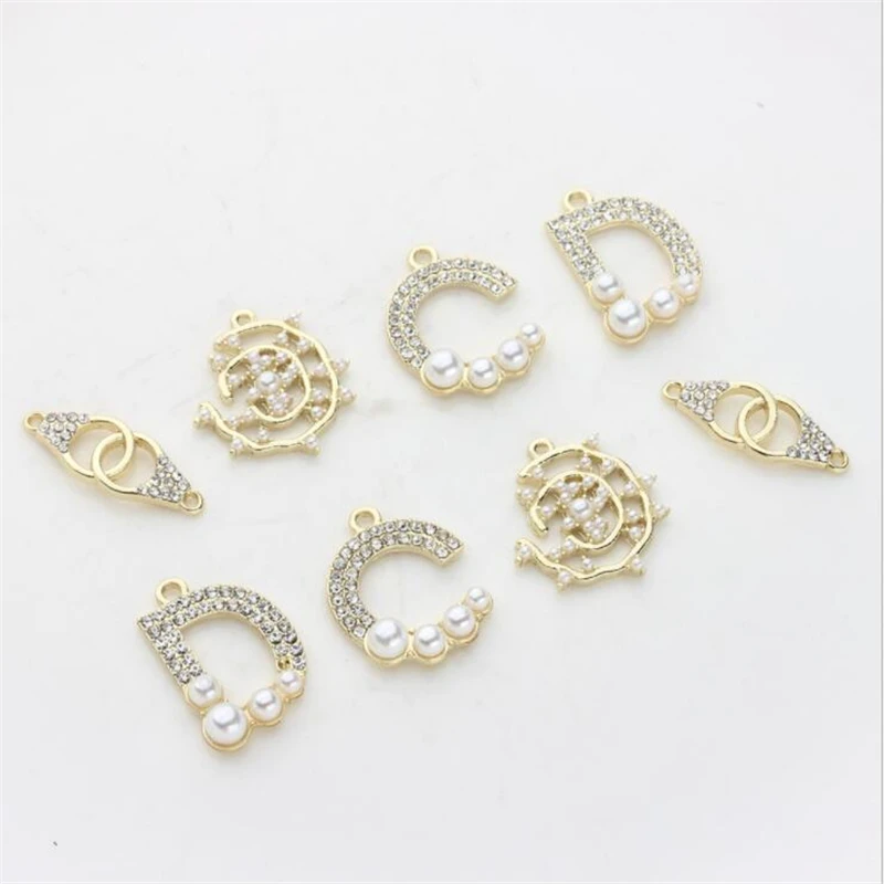 

6 шт./лот Новые Креативные хрустальные жемчужные буквы в форме цветка Подвески соединители для самостоятельного изготовления сережек ожерелий подвесок ювелирных изделий Аксессуары