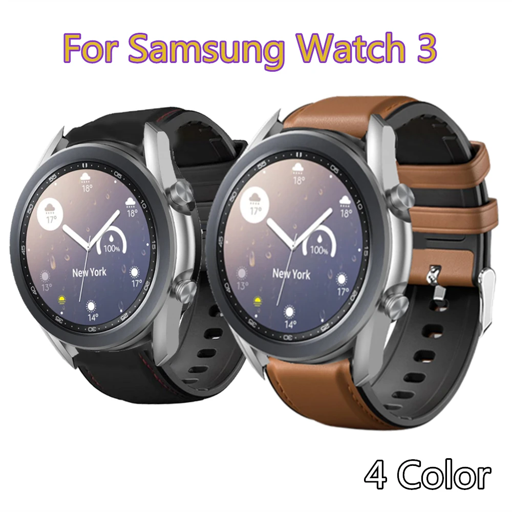 

Ремешок кожаный и силиконовый для смарт-часов, спортивный браслет для Samsung Galaxy Watch 3 41 мм 45 мм/Active 3 2 / Gear S3 22/20 мм