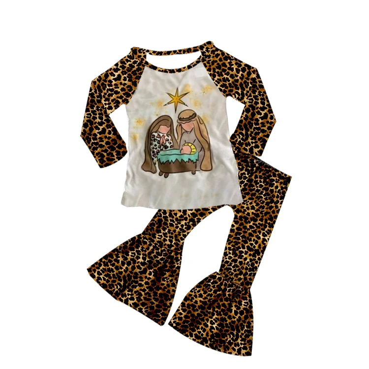 

Одежда для новорожденных, милая модная одежда для маленьких девочек, комплект из 2 предметов, рубашка с длинным рукавом и Гепард + штаны для д...