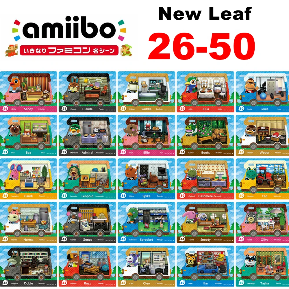 Животное пересечение Amiibo CV карточка автомобиля новый лист 26 50 Добро пожаловать NFC