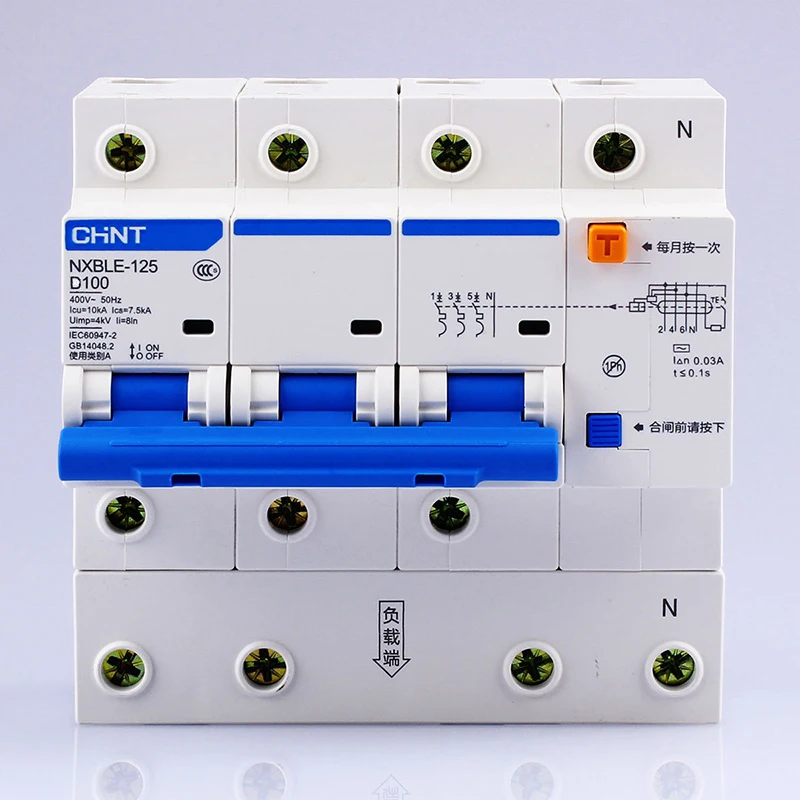 CHINT AC230/400 V NXBLE 125 3P + N устройство остаточного тока D 63 80 100 125А Тип защита от утечки