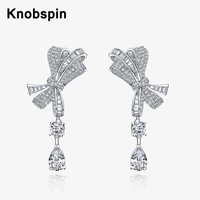 knobspin 100 925 sterling silver high carbon diamond waterdrop 69mm earrings for women wedding engagement party fine jewelry