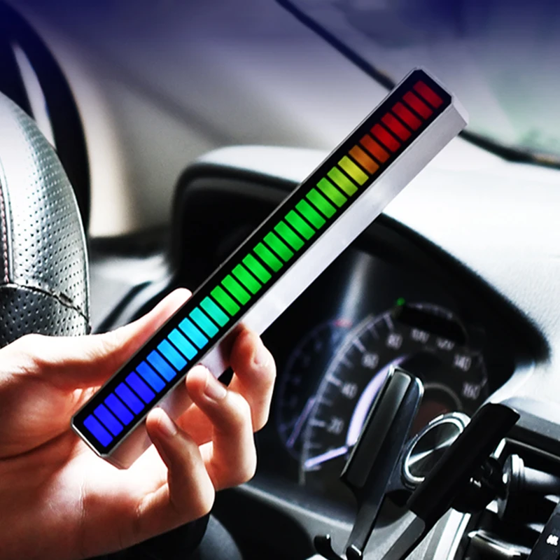 

1 Pcs Car Sound Control Light RGB Voice-Activated Music Rhythm Ambient Light with 32 LED 18 Colors Car Home Car Accessories