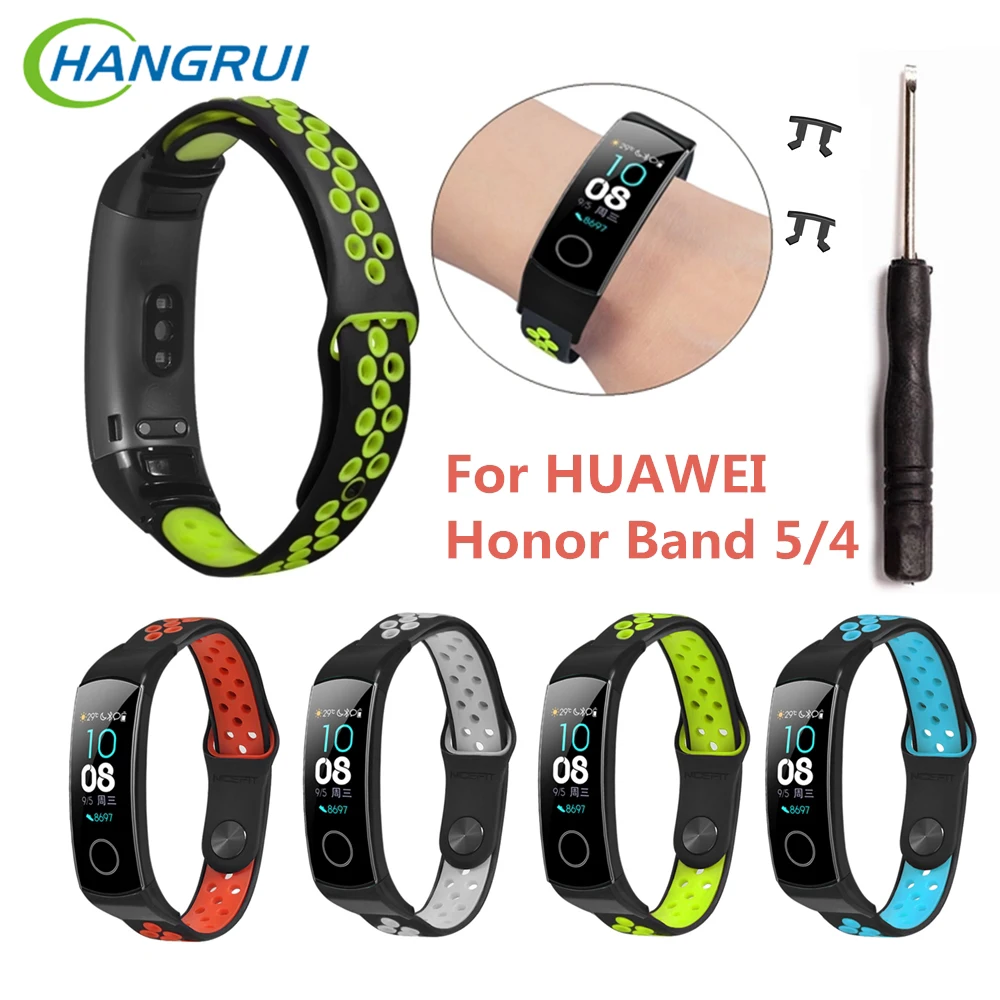 HANGRUI силиконовый двойной цветной ремешок для huawei Honor Band 5 4 ремешок резиновый браслет для Honor Band 5 браслет аксессуары