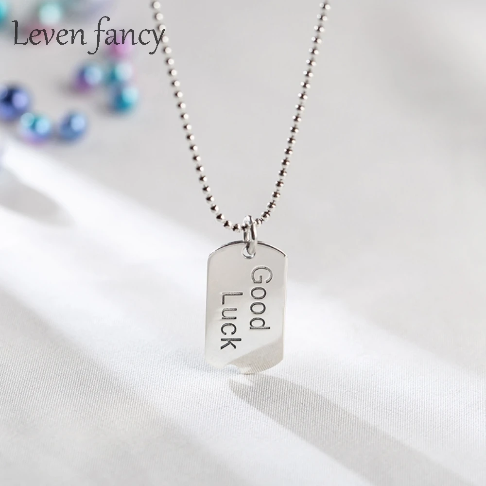 

Letter Good Luck Necklace 925 Sterling Silver Ball Bead Chain Women Pendant Simple Geometric Charm Necklaces Nameplate Jewelry