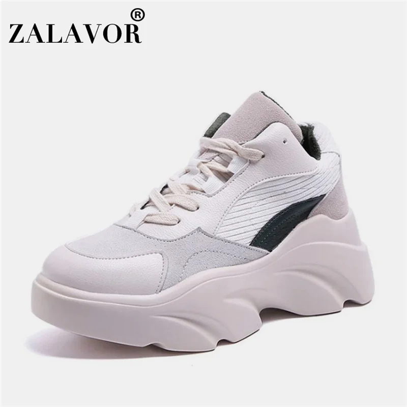 Женские повседневные кроссовки ZALAVOR разноцветные на платформе со шнуровкой