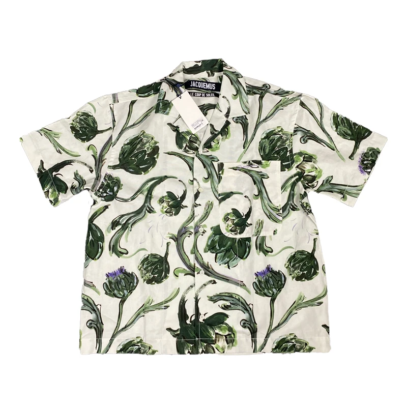 Мужская/женская рубашка с коротким рукавом цветочным принтом 1:1 | Мужская одежда
