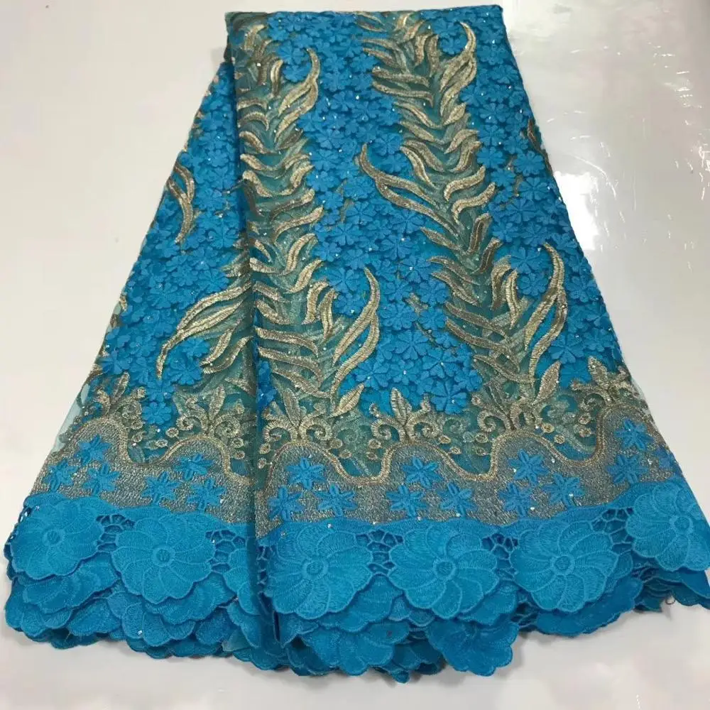 Синее Сетчатое французское Тюлевое кружево африканские швейцарские маркизет