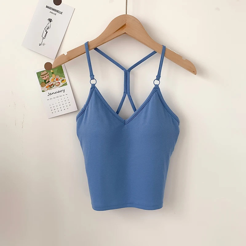 

Early summer fashion new Korean cross solid color beautiful back sling small vest wild belt chest pad bottoming shirt tube top20