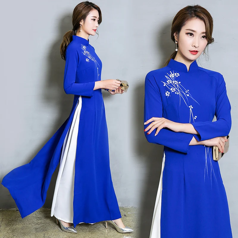 Осень 2019 женское ретро платье вьетнамское лоскутное облегающее с цветочным