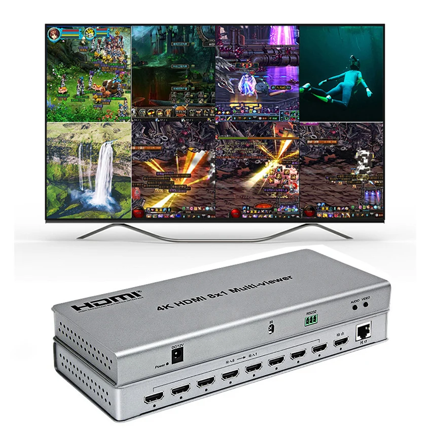 4K 8x1 HDMI мультипросмотр 8 Hdmi бесшовный переключатель разветвитель экран