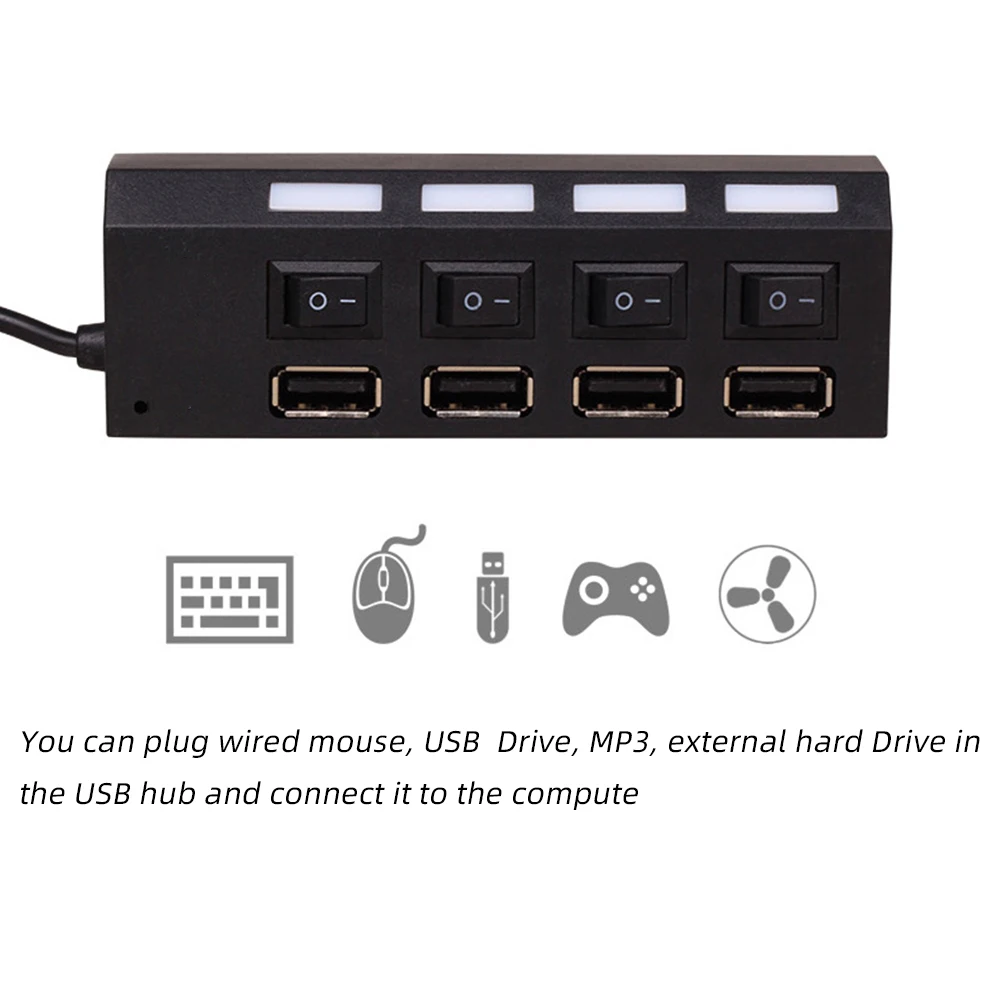 4 порта Micro usb-хаб 2 0 USB разветвитель с индивидуальным переключателем ВКЛ/ВЫКЛ для