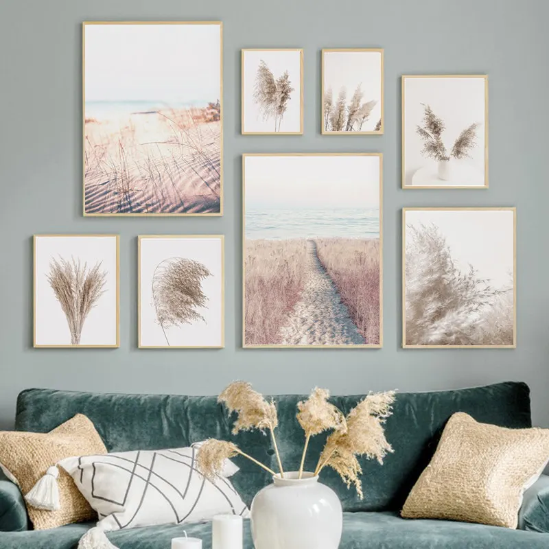 

Reed Nature Scenery Wall Art Canvas Painting Flower Grass Landscape Picture Nordic Posters and Prints for Living Room Home Decor