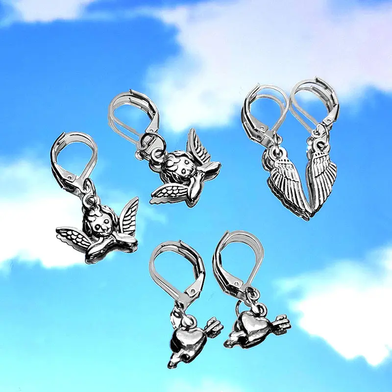 

Flatfoosie 3Pcs/set Silver Color Wing Drop Earrings Female Delicate Cupid Angel Earring Sets Jewelry Girls Friendship Gifts