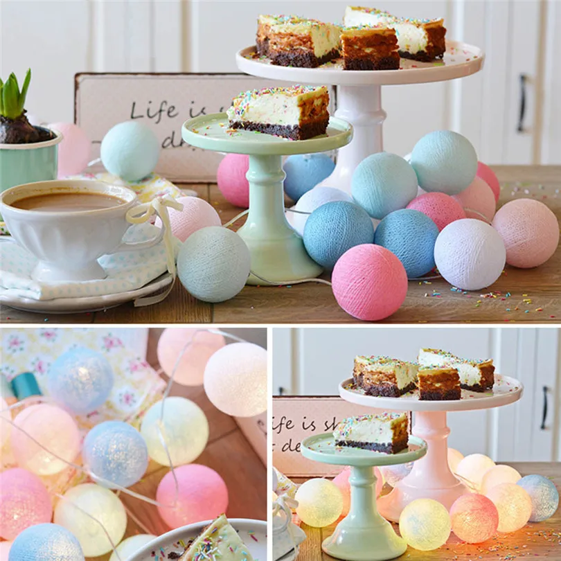 3m 20 Cotton Ball String Lights Fairy Hanging Wedding Bedroom Living Room LED Light Christmas Decoration For Home &amp4s20 | Лампы и