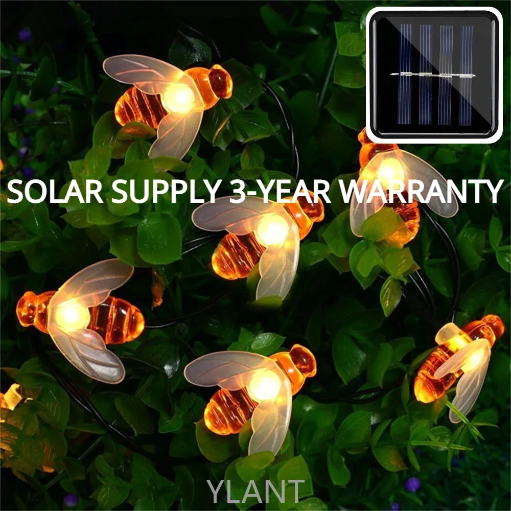 

50 LED 10M Simulation Honey Bees Solar Power String Lamp Fairy Lights Battery Garlands Garden Christmas Holiday Decor Outdoor