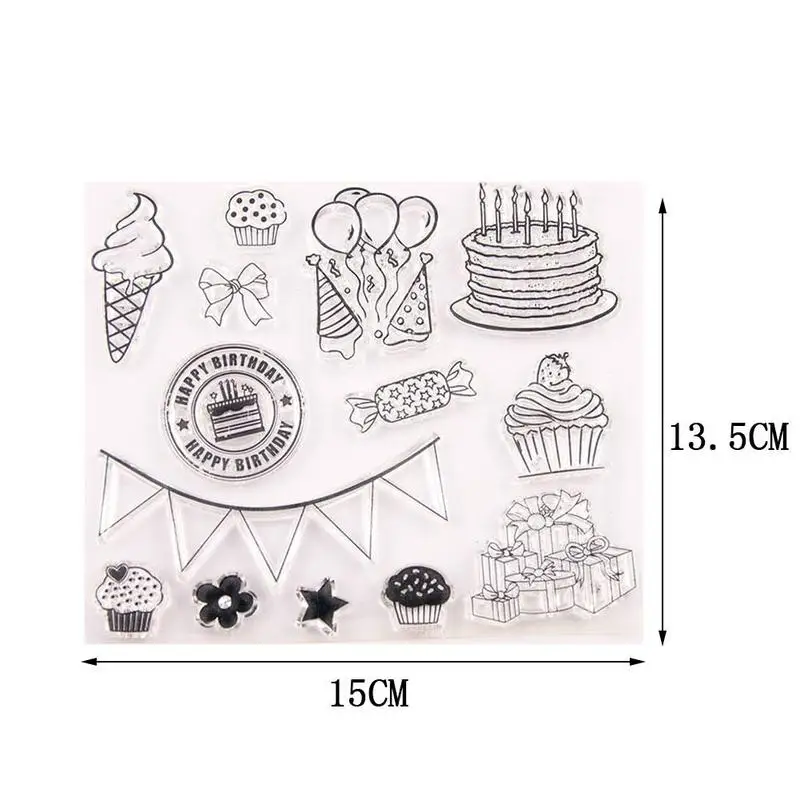 

DIY Happy Birthday Transparent Silicone Stamp Clear Transparent Stamps Paper Silicone Home Rubber Card Stamp Decor Craft W1F4