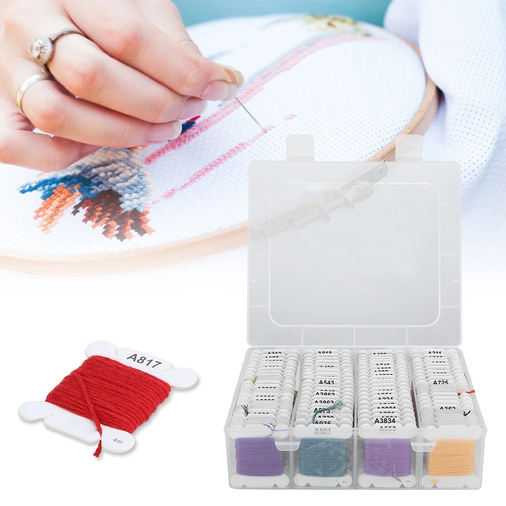 

80 Colors DIY Embroidery Thread Bright Polyester Cotton Thread Kit Weaving Supplies Stitch Thread Weaving Colorful Cotton Thread