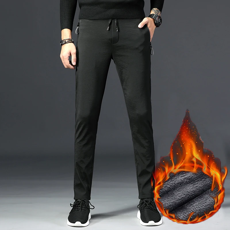 Vomint Men's pants New Plus velvet Business casual stretch trousers Slim winter slim tailoring |