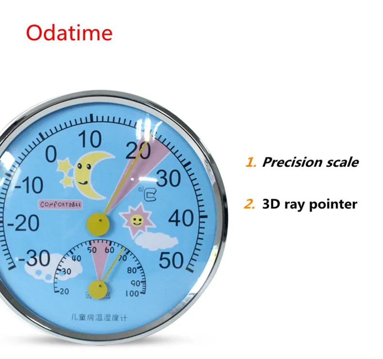 Odatime, термометр, гигрометр, Круглый, без батареи, измерительные приборы для измерения температуры, бытовой, для улицы, настенный Измеритель температуры и влажности