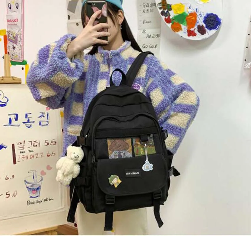 

New Arrival Fashion Designer Backpack Women Large Capacity School Bag Girls Cute Double Shoulder Bags Solid Nylon Travel Bag