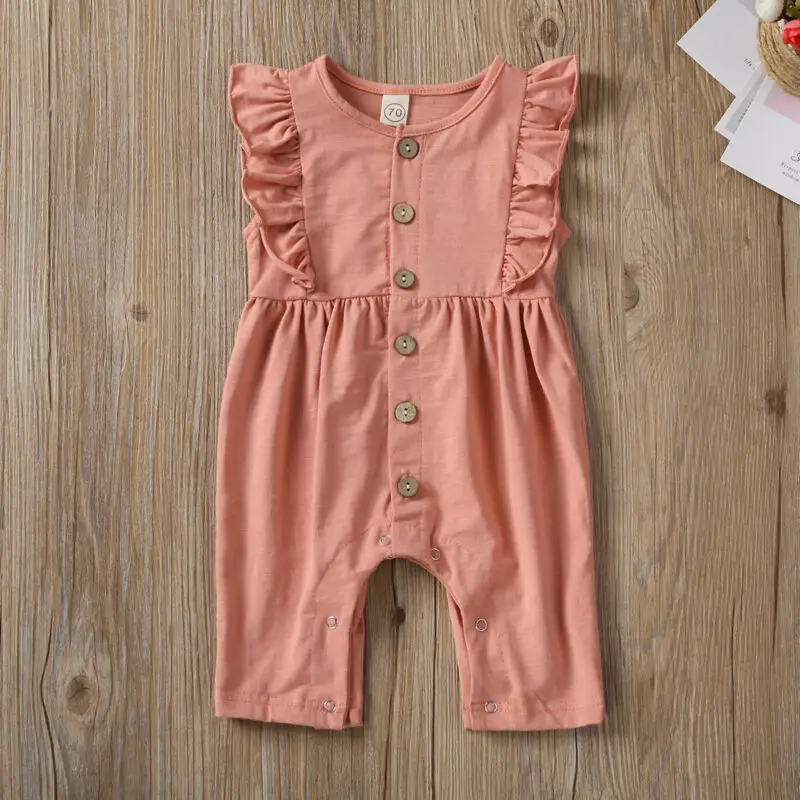 

US Newborn Infant Baby Girl Clothes Ruffle Romper Jumpsuit Bodysuit Solid Outfit