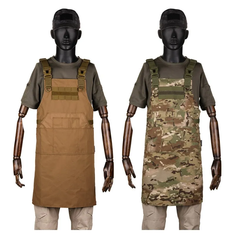 12 Pockets Camouflage Tactical Vest Apron Men Women Outdoor Clothes Accessories Camping Picnic Garden Work Apron Wear-resisting