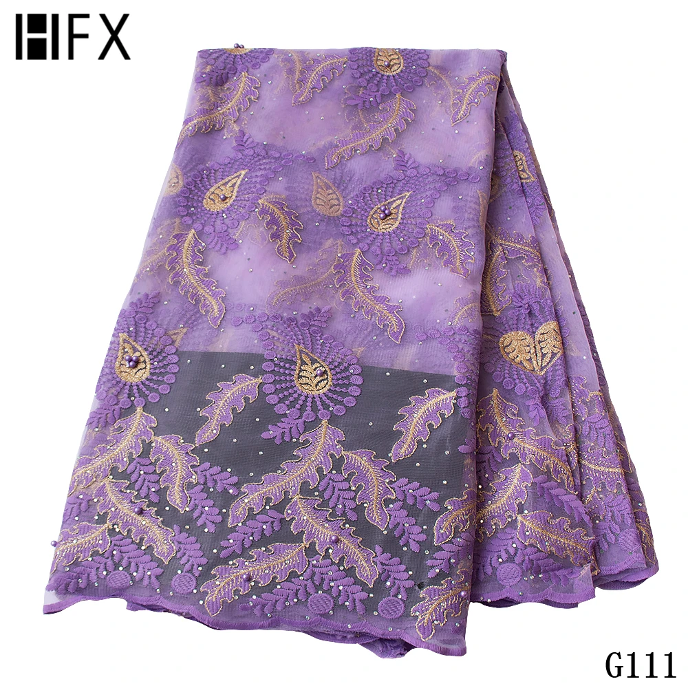 HFX lilac кружевная ткань 2020 высокое качество кружева в нигерийском стиле для женщин