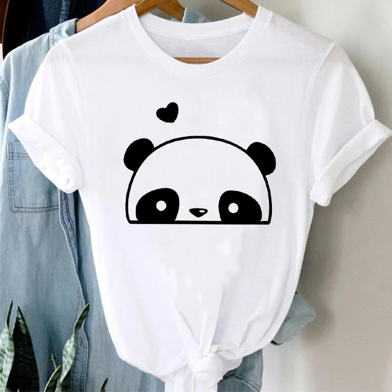 

Panda Print Tshirt Woman Summer 2021 T-Shirt Cartoon graphic tee Anime Harajuku 90s Tshirt Ullzang Female Streetwear Tops