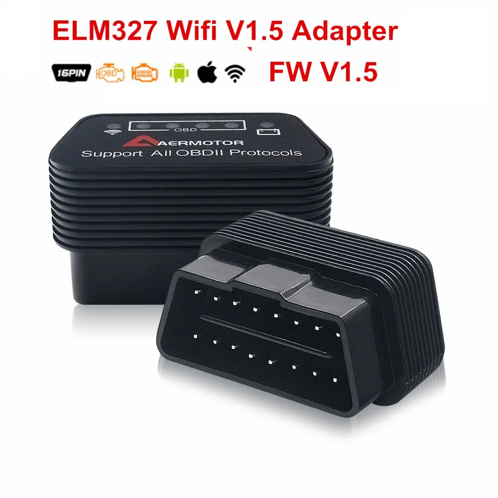 

Aermotor Wifi ELM327 V1.5 Auto Diagnostics Scanner IOS Android PC OBD2 ELM 327 1.5 WiFiCode Reader Scan Interface Firmware 1.5