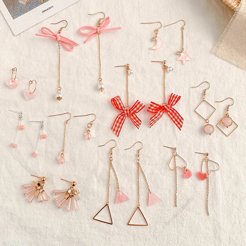 

Женские серьги-гвоздики с кисточками, Длинные розовые серьги в Корейском стиле, выбор интернет-знаменитостей, 2019