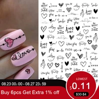 1pc heart love design 3d nail sticker english letter stickers face pattern trasnfer sliders valentines day nail art decoration