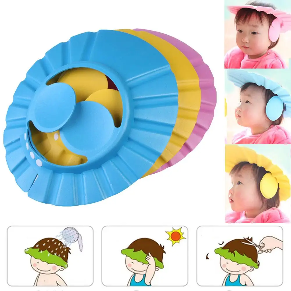 

Adjustable Baby Kids Shampoo Haircut Ear Protection Cap Sunscreen Hat Children Bath Shower Cap Wash Hair Ear Shield
