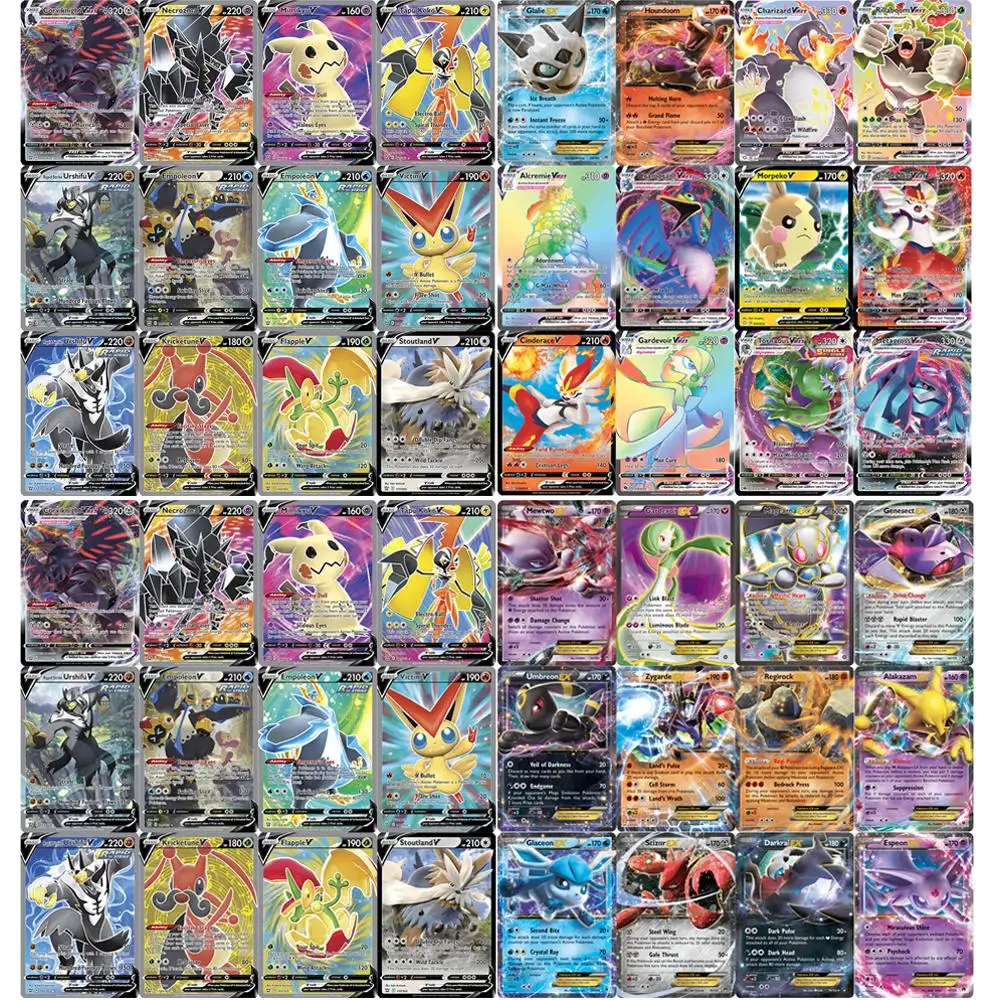Juego de cartas de Pok&eacute;mon franc&eacute;s para ni&ntilde;os, juego de cartas de Pok&eacute;mon de 50-200 uds, GX Vmax V Max, batalla brillante-4