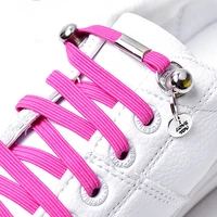 1 pair no tie shoelaces chidren and adults leisure sneakers flat shoelace one hand quick metal locking lazy laces unisex