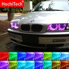 Разноцветные светодиодсветодиодный RGB-лампы для фар ангельские глазки, кольцевые глазки, ДХО, Радиочастотный пульт дистанционного управления для проектора BMW E36, E38, E39, E46, аксессуары 4x131