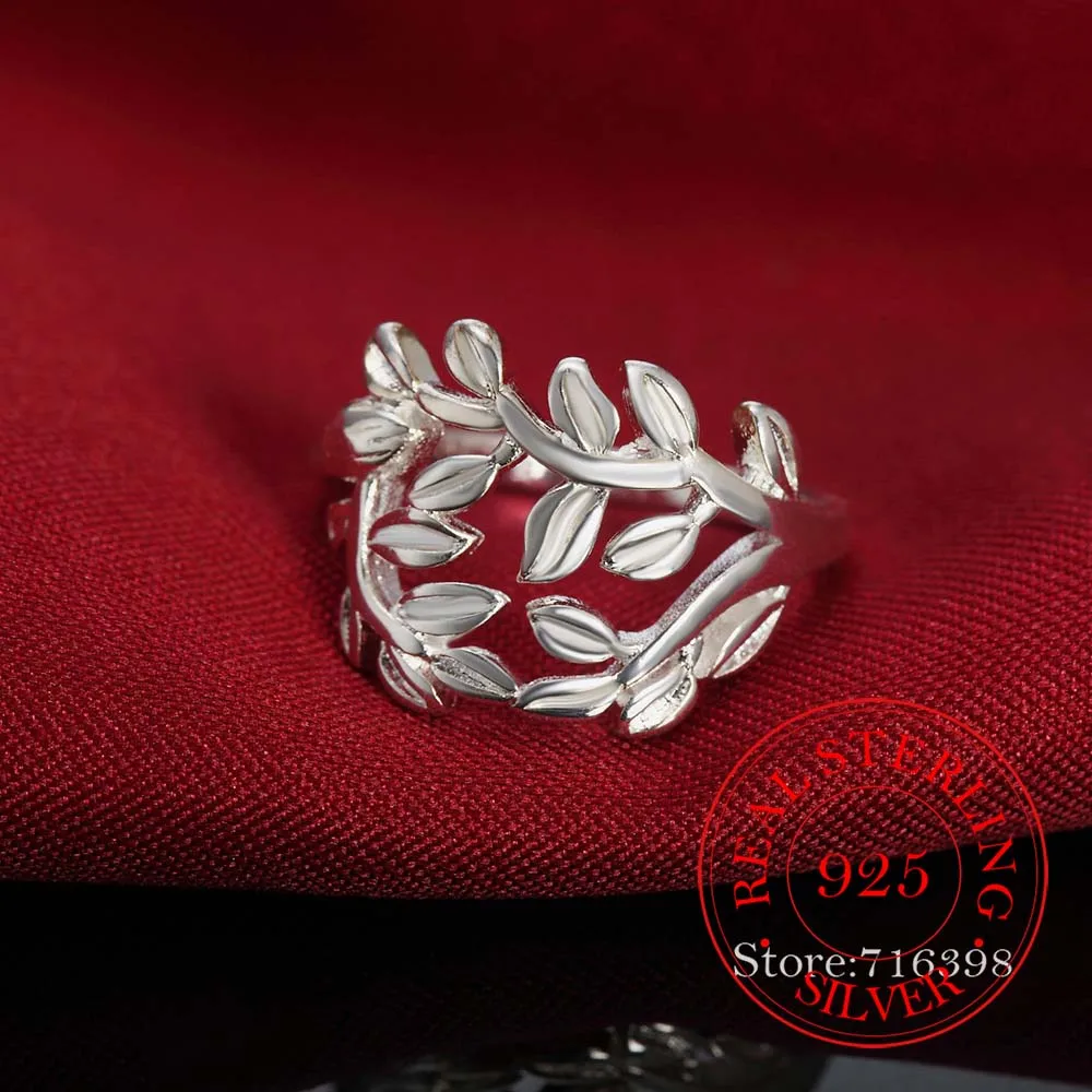 Женские и мужские серебряные кольца винтажные из серебра 100% пробы с листьями