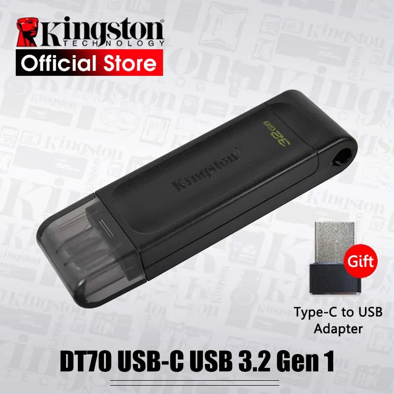 

Kingston USB 3.2 Gen 1 Type-c Pen Drive USB Flash Drive DT70 32GB 64GB 128GB Pendrive for notebooks, tablets, and smartphones