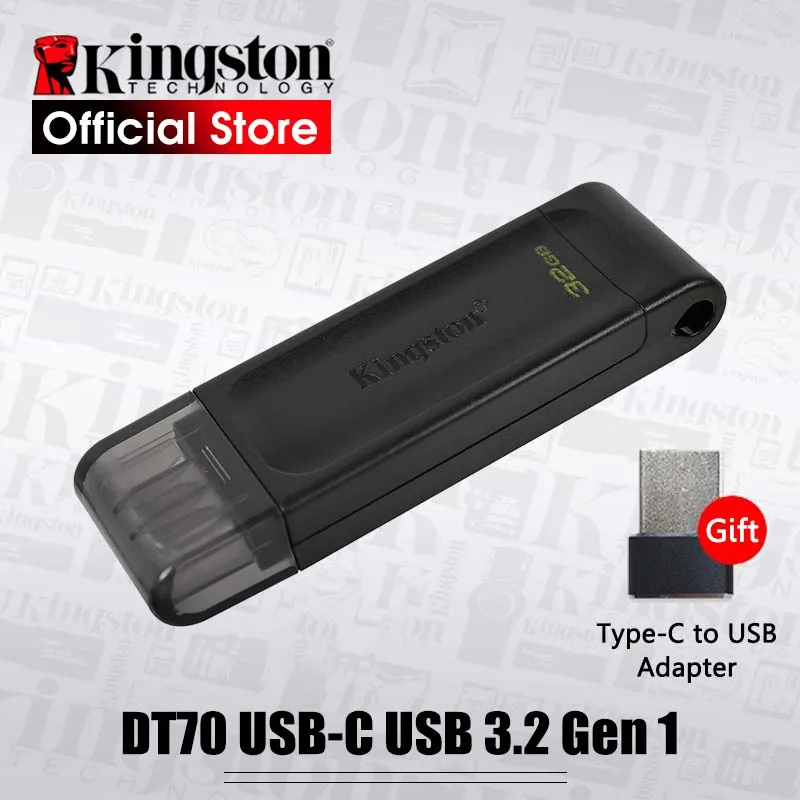 Флеш накопитель Kingston USB C DT70 32 ГБ 64 128 флешка 3 2 Gen 1 Type c для ноутбуков планшетов и