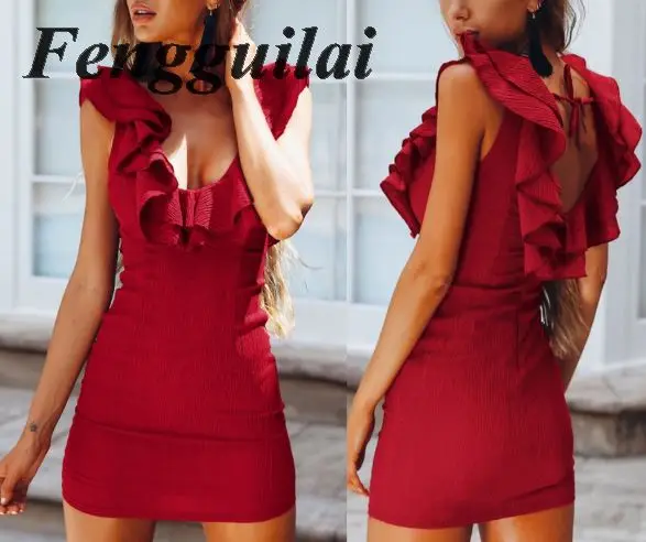 Модное женское облегающее платье новый дизайн 2020 летнее однотонное с рукавом