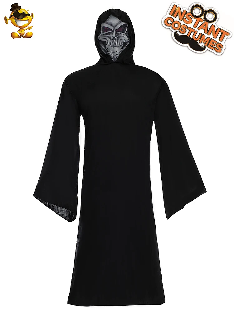

Halloween Man Ghost Cosplay Costume Black Skull Mask Robe Clothing Perfromance Male Ghost Costumes for Purim Party