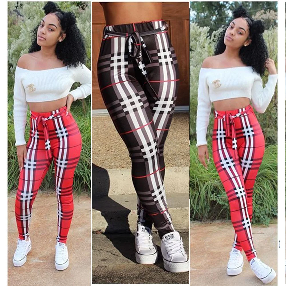 

2021 Summer New Style Women's Fashion Sexy Plaid Casual Women's Pants