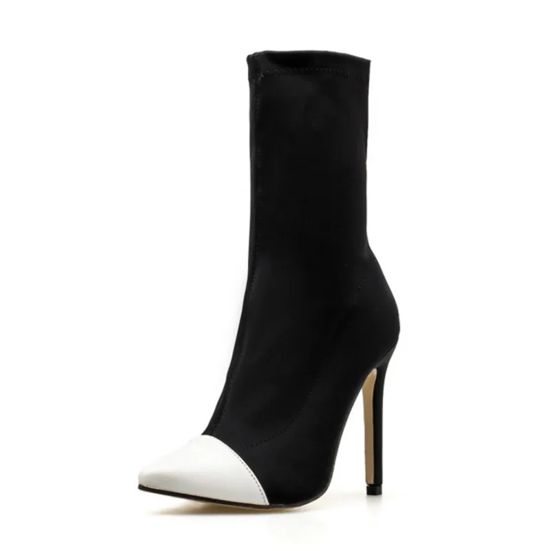 

Female Boots Women's Shoes 2021 New Fashion Winter Warm Fur Pointed Toe Sexy High Heels Stretch Ladies Booties Work Sock Boots