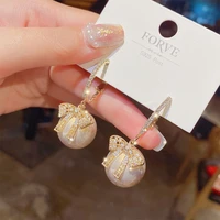 2021 new exquisite crystal pearl tassel earrings women long geometric pendant earrings wedding fashion jewelry jewelry gift