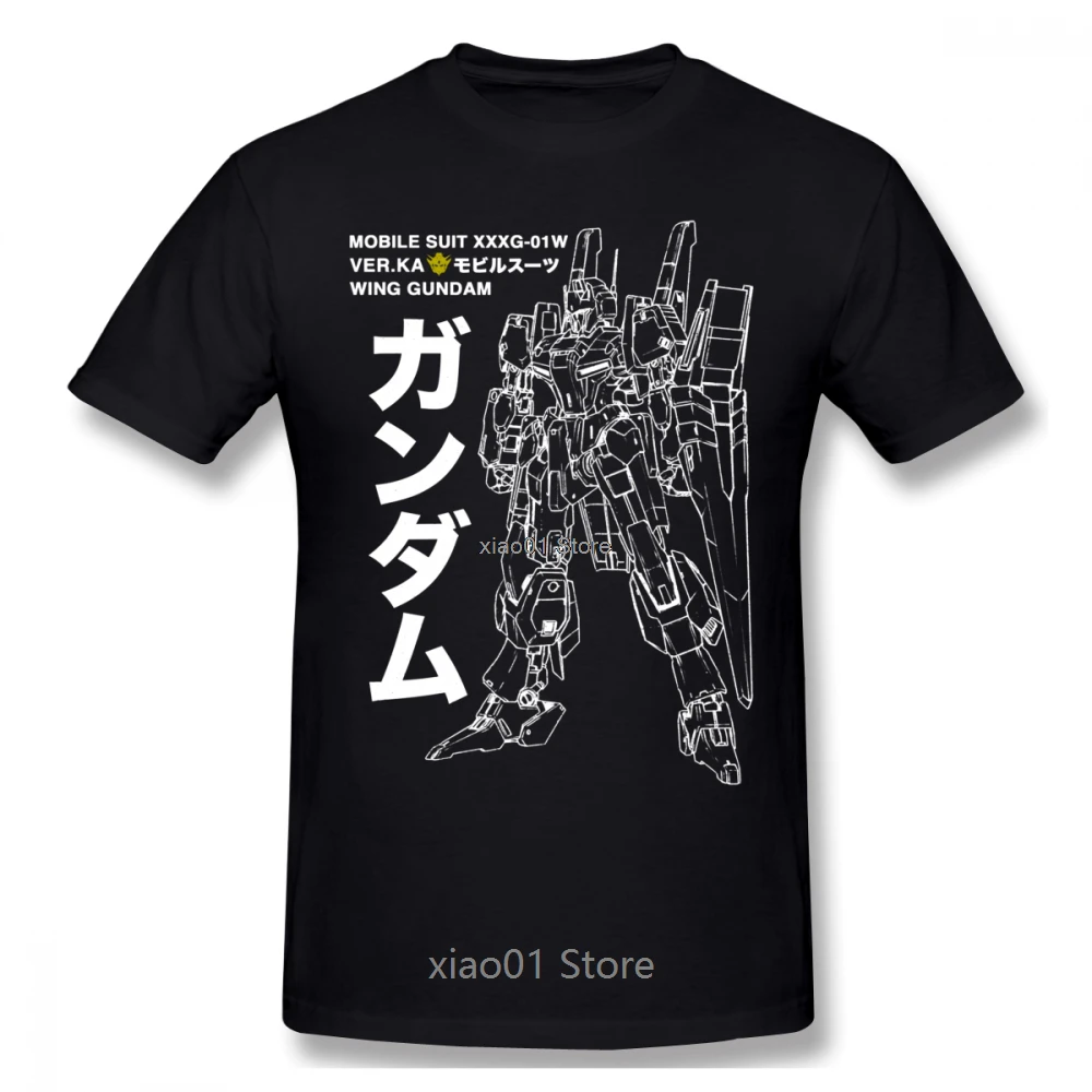 

Japanese Anime Gundam Robot T Shirt Plus Size O-neck Cotton Short Sleeve T Shirt Men