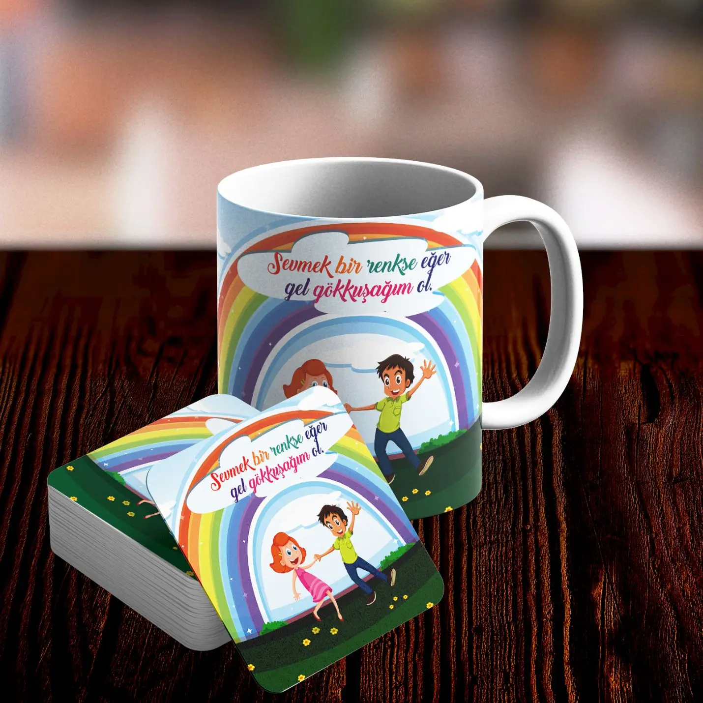 

Romantic Design Mug and Underlay Set-No13