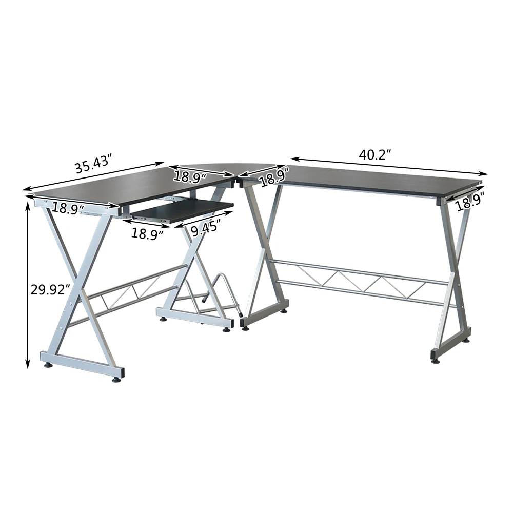 

L-shaped Wooden Computer Desk Easy To Installation Durable Desk With Built-In Drawer Suitable For Study And Office Table Black