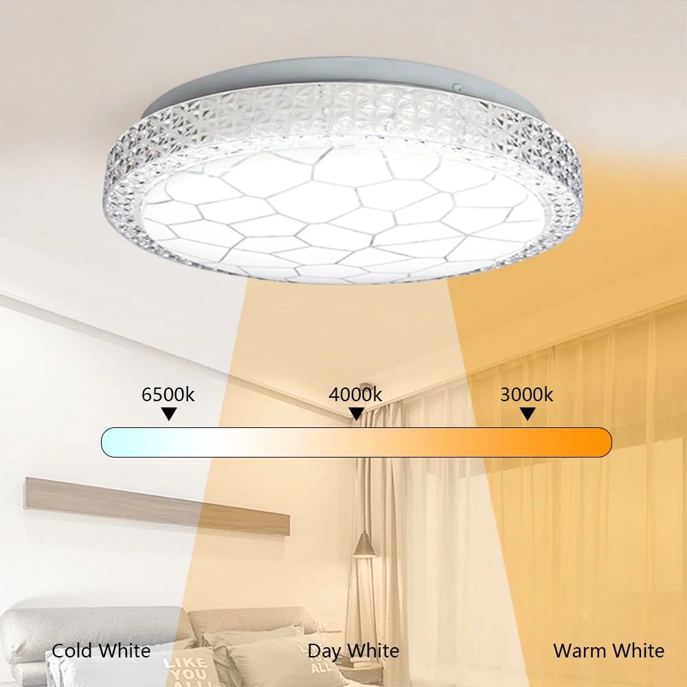 VIPMOON-lámpara de techo con lente óptica para el hogar, cristal claro, borde de celosía redondo, SMD 2835, 12/18/24/48W, para Hotel y oficina