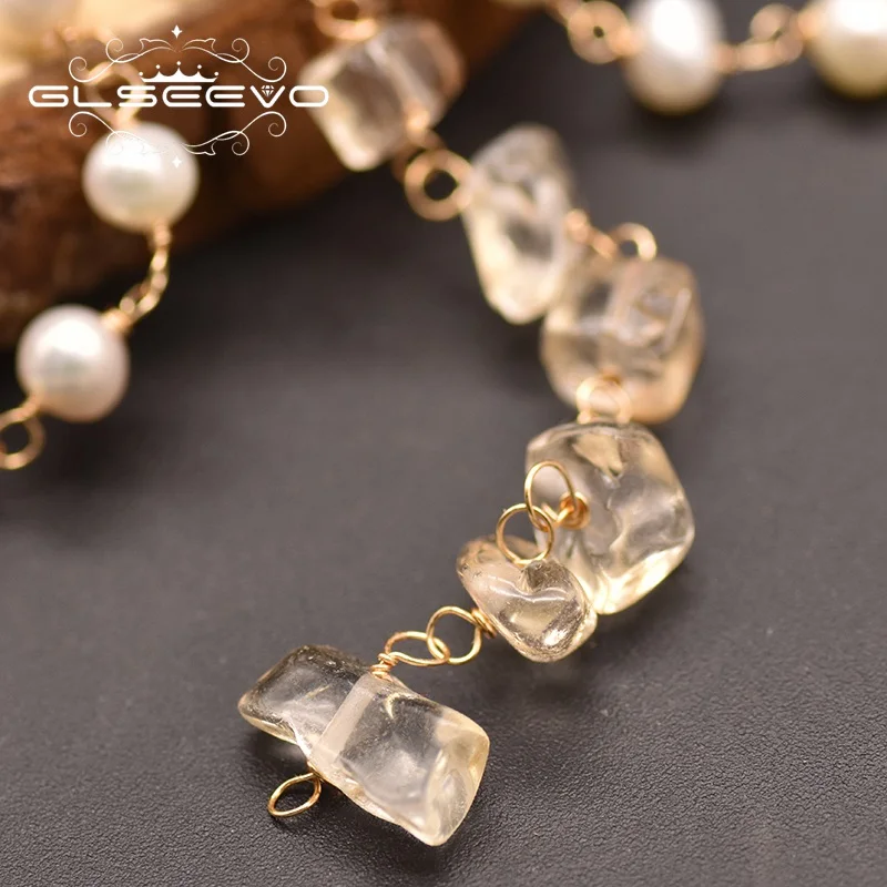 Женские серьги-Кисточки Из Натурального пресноводного белого жемчуга и цитрина |